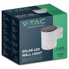 Sieninis šviestuvas V-tac 1W LED sieninis lauko šviestuvas su saulės baterija, baltas, 3000K, IP54