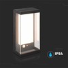 Sieninis šviestuvas V-tac 1W LED sieninis lauko šviestuvas su saulės baterija ir judesio davikliu, juodas, 3000K, IP54