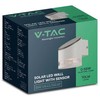 Sieninis šviestuvas V-tac 1W LED sieninis lauko šviestuvas su saulės baterija, baltas, 3000K, IP54