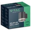 Sieninis šviestuvas V-tac 1W LED sieninis lauko šviestuvas su saulės baterija, juodas, 3000K, IP54