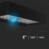 Sieninis šviestuvas V-tac 6W LED sieninis lauko šviestuvas su saulės baterija ir judesio davikliu, juodas, 4000K, IP65