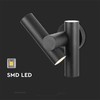 V-tac 6W LED sieninis šviestuvas, juodas, 3000K