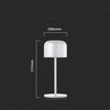 V-tac 1,5W LED įkraunamas stalo šviestuvas, baltas, 2700-5700K, dimeriuojamas, IP54