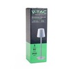 V-tac 3W LED įkraunamas stalo šviestuvas, pilkas, 3000K, dimeriuojamas