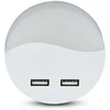 Sieninis šviestuvas 0.5W naktinis šviestuvas V-TAC, 3000K (šiltai balta) su 2xUSB lizdais, apvalus, SAMSUNG LED chip
