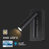 V-tac 2W LED įleidžiamo montavimo sieninis šviestuvas, juodas, 3000K, CREE LED chip