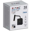 V-tac 3W LED sieninis šviestuvas, juodas, su USB, 3000K