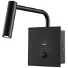 V-tac 3W LED sieninis šviestuvas, juodas, su USB, 3000K