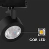 V-tac 30W LED šviestuvas į bėgelius, juodas, 3000/4000/6400K