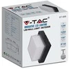 V-tac 12W LED sieninis šviestuvas, juodas, 3000K, IP65