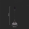 V-tac 9W LED pakabinamas šviestuvas, juodas, 4000K
