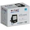 10W LED prožektorius V-TAC, juodu korpusu, 6500K, su judesio davikliu