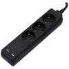 Ilgintuvas 3-vietis V-TAC, 2usb jungtys, 3G1.5MM2 X 1.5M, juodas