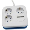 Ilgintuvas 3-vietis V-TAC, 2usb jungtys, 3G1.5MM2 X1.4M, baltas, kvadratinis