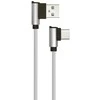 V-tac 1m type-c USB laidas, sidabrinis, pintas audinys