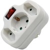 V-tac 3vietis lizdo adapteris, baltas, 2 jungtys 2,5A, viena 16A, su jungikliu