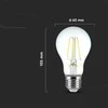 V-tac 6W LED filamentinė lemputė, E27, A60, 3000K