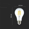 V-tac 10W LED filamentinė lemputė, E27, A60, 6500K