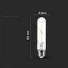 V-tac 2W LED filamentinė lemputė, E27, T30, skaidri, 3000K