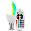 3,5W LED lemputė V-TAC, E14, 6400K + RGB, pritemdoma, radijo bangomis valdymo galimybė.