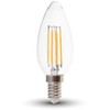 V-tac 4W LED filamentinė lemputė, E14, žvakės formos, 3000K