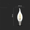 V-tac 4W LED filamentinė lemputė, E14, žvakės formos, 3000K
