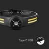 V-tac 3+5W LED įkraunamas žibintuvėlis, juodas, IP43, tvirtinamas ant galvos