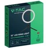 V-tac 10W LED šviečiantis žiedas, juodas, 3200K-5500K, su stovu ir telefono laikikliu