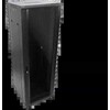 27U serverio spinta 600x1000, stiklinės priekinės durys, perforuotos plieninės galinės durys, spyna, 4 laikančiosios sijos, 4 reguliuojamos kojelės, savarankiškam surinkimui, juodas Q-LANTEC