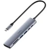 „Cudy UH407 PortMate USB-C 7-in-1“ šakotuvai, 4K 60Hz HDMI USB-C PD USB-A SD TF aliuminio pilka