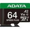 Adata Micro SD Speed Plus 64GB UHS1 U3 V30 A2 atminties kortelė 160/140 MB/s