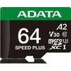 Adata Micro SD Speed Plus 64GB UHS1 U3 V30 A2 atminties kortelė 160/140 MB/s