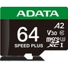 Adata Micro SD Speed Plus 64GB UHS1 U3 V30 A2 atminties kortelė 160/140 MB/s
