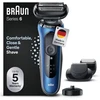 Braun Series 6 61-B4500cs - Barzdaskutė foliowa - Mėlyna - Przyciski - LED - Ładowanie - Zasilanie - AC/Bateria