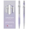 Caran D'ache Caran d`Arche rinkinys, sudarytas iš 849 tušinukų ir 844 „Blooming Lavender“ pieštukų, alyvinės pilkos spalvos, dėkle.