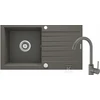 Granitinė virtuvinė plautuvė Deante Zorba su maišytuvu, ZQZVT113, Anthracite metallic