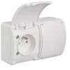 Elektro-Plast Dvivietis lizdas 2 x 2P + Z IP44 balta su baltu atvartu (61.380)
