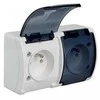 Elektro-Plast Dvivietis lizdas 2 x 2P + Z IP44 balta su dūmtraukiu (61.385)