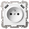 Elektro Plast Nasielsk 3888-10 Vestra maitinimo šaltinis, 2P+Z, 2xUSB, be rėmelio, įleidžiamas, IP20, baltas 3888-10