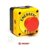 Emas Promet 40mm (1NC) juodai geltona saugiojo lydinio juosta su aprašomąja plokšte "Avarinis sustojimas" - P1EC400E40- K