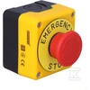 Emas Promet 40mm (1NC) juodai geltona saugiojo lydinio juosta su aprašomąja plokšte "Avarinis sustojimas" - P1EC400E40- K