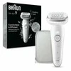 Braun Silk-épil 9 9-011, Sidabrinė, Balta, 40 pincetų, MicroGrip, 0,5 mm, Baterija, Įmontuota baterija