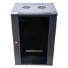 Extralink – sieninė spintelė 19 colių 18U 600 mm, stiklinis priekis, juoda