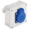SINGLE SOCKET WITH JUNCTION BOX 2K/98X98/GN-230/EPN 250 V AC 16 A IP54 Elektro-Plast
