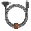 „Native Union Belt Cable Duo Pro 240W“ – USB-C – USB-C / „Lightning“ laidas, 2,4 m (zebras)