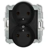 Karlik Elektrotechnik Karlik Dvigubas lizdas Karlik Icon 12IGPR-2z rėmui su įžeminimu 2x2P+Z be srovės kelio sklendių, juodas matinis