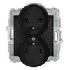 Karlik MINI Dvivietis lizdas su / U juodu matiniu 12MGPR- 2z