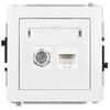 Karlik Elektrotechnik 25DGFK-1 DECO Antenos lizdo mechanizmas vieno F tipo (SAT) + kompiuterio lizdų dangtelis. 1xRJ45, kat. 5e, 8 kontaktų, matinė balta 25DGFK-1