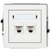 Karlik Elektrotechnik 25DGK-2 DECO Dvigubas kompiuterio lizdo mechanizmas 2xRJ45, kat. 5e, 8 kontaktų, baltas matinis 25DGK-2