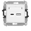 Karlik Elektrotechnik 25ICUSB-8 ICON dvigubas USB įkroviklis su USB C + USB A lizdu, maks. 20 W. balta matinė 25ICUSB-8